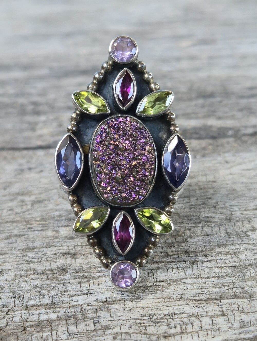 Nicky Butler RAJ LIMITED EDITION Sterling Silver Size 9 Ring NB Designer Druzy